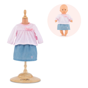 Top & skirt for 12-inch baby doll